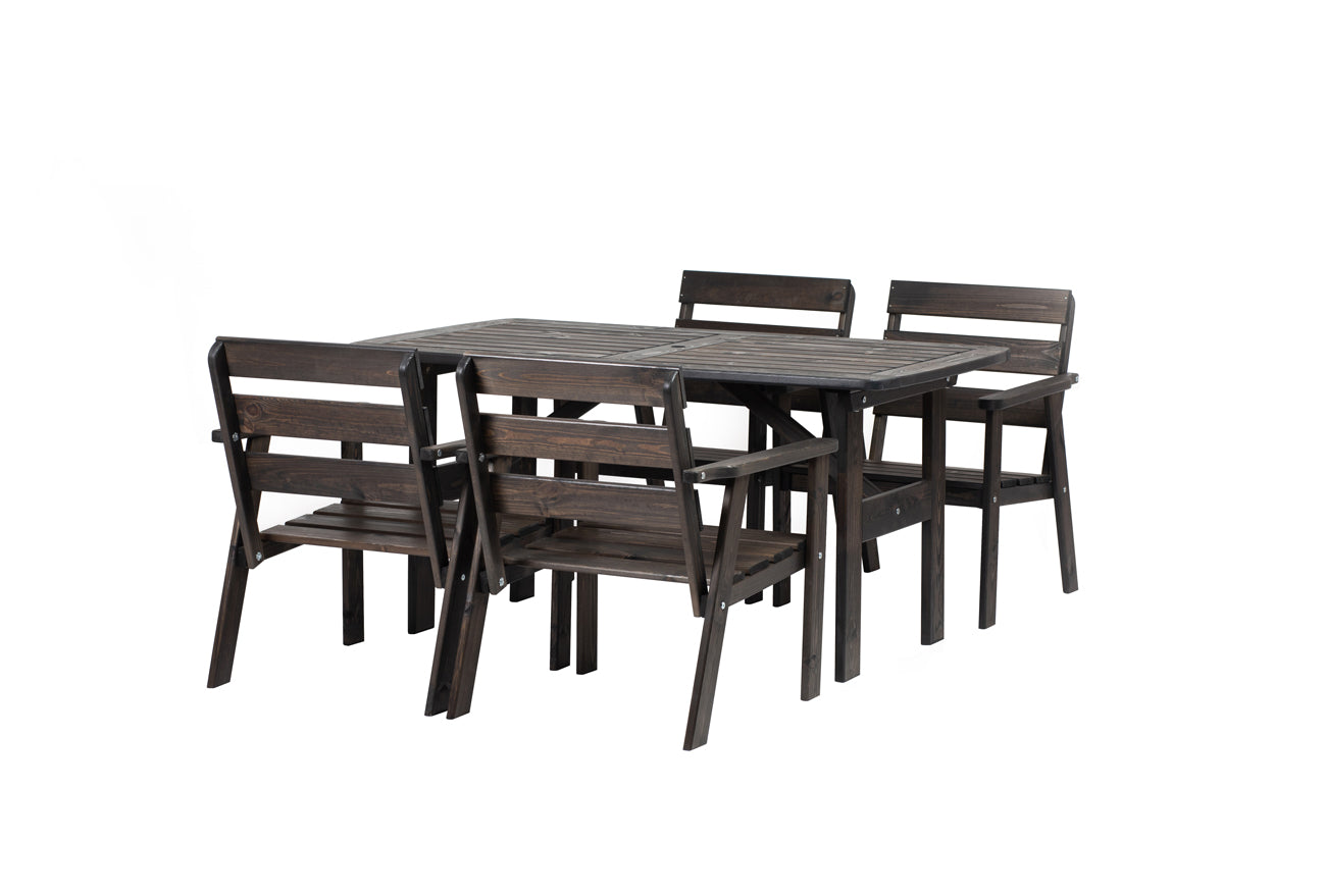 Venta Table & Atlanta Chairs Set, Grey Table and 4 chairs, chair, seat, seating, wooden, garden, patio, backyard, outdoor, garden furniture, UK, eco-conscious, Sanctuary, Sanctuary Lifestyle www.sanctuary-lifestyle.com